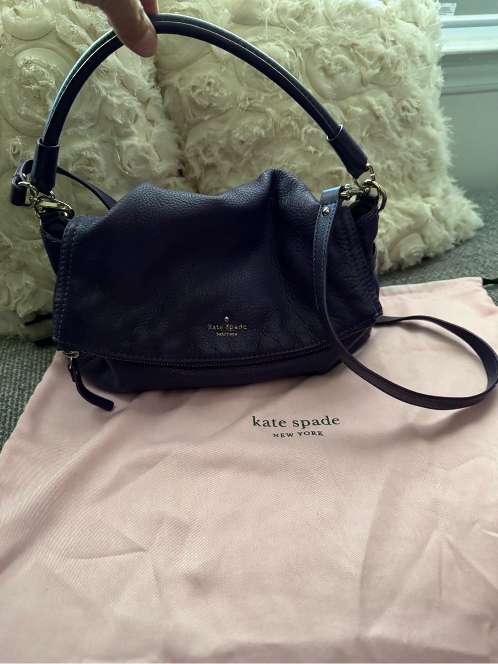 Kate Spade Purple Pebbled Leather Crossbody Shoulder Bag